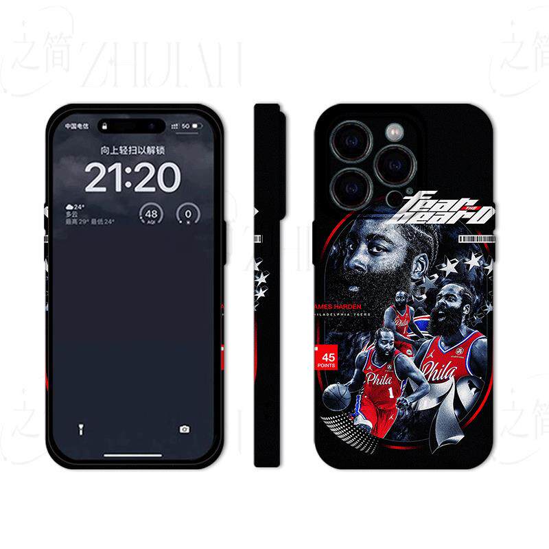 哈登76人磨砂磁吸手机壳大孔亮面硬壳适用苹果iphone18promax华为PURAXVIEWOPPORENO8PROPLUS小米CIVI4PRO