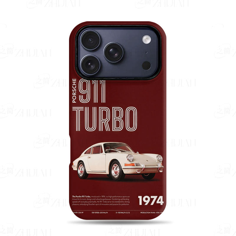 保时捷911磨砂磁吸手机壳大孔亮面硬壳适用苹果iphone18promax华为PURAXVIEW小米15PRO华为畅享90PROMAX
