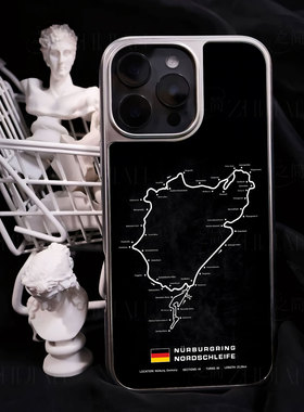 纽北赛道图手机壳大孔电镀黑框碳纤纹二合一磁吸适用苹果17promax华为PURA80ULTRAPURA70ULTRAMATE60PROPLUS