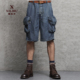 短裤 男夏季 多口袋冰丝宽松大码 西里布复古天丝牛仔工装 休闲五分裤