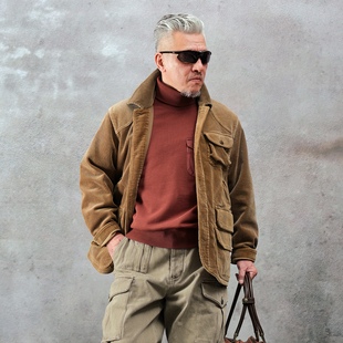 西里布灯芯绒猎装 复古农场主渐变水洗西部外套非rrl 夹克重磅美式