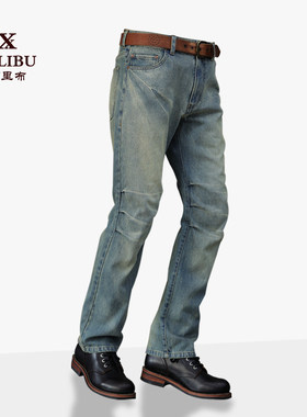 西里布立体剪裁3D直筒打褶牛仔裤咔叽复古休闲浅蓝水洗拔染非rrl