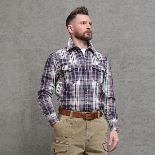 西里布阿美咔叽经典复古格子衬衫