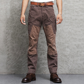 西里布重磅复古拼接直筒多袋裤 男 机车风休闲裤 纯棉帆布户外工装 裤