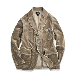 非rrl 复古新品 西里布卡其色灯芯绒商务休闲西服条绒便装 外套美式