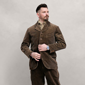 西里布咖色灯芯绒商务休闲西服男美式 复古条绒外套阿美咔叽 非rrl