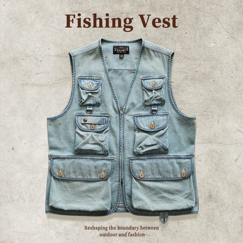 西里布休闲户外钓鱼工装多袋马甲