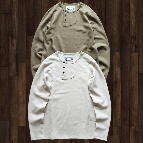 西里布亨利领复古阿美咔叽长袖