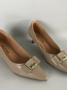 34.35码孤品女鞋品牌断码撤柜春夏法式风尖头浅口单鞋羊皮高跟鞋