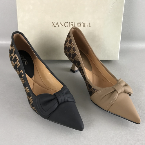XANGIRL香阁儿正品女鞋断码撤柜春夏浅口单鞋羊皮/织物优雅高跟鞋