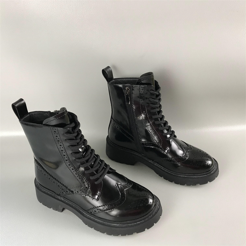 安玛莉马丁靴猪皮真皮女靴