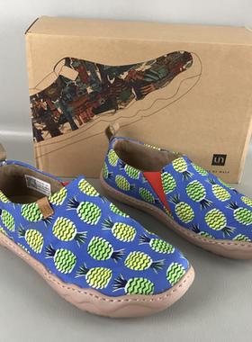 uin男鞋彩绘旅行鞋托莱多1艺术涂鸦四季一脚蹬原创印花休闲帆布鞋