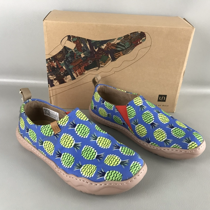 uin男鞋彩绘旅行鞋托莱多1艺术涂鸦四季一脚蹬原创印花休闲帆布鞋