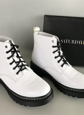 SATURDAYMODE牛皮革马丁靴