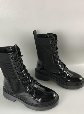 2023秋冬安玛莉女靴专柜断码撤柜真皮圆头百搭爆款短靴英伦马丁靴