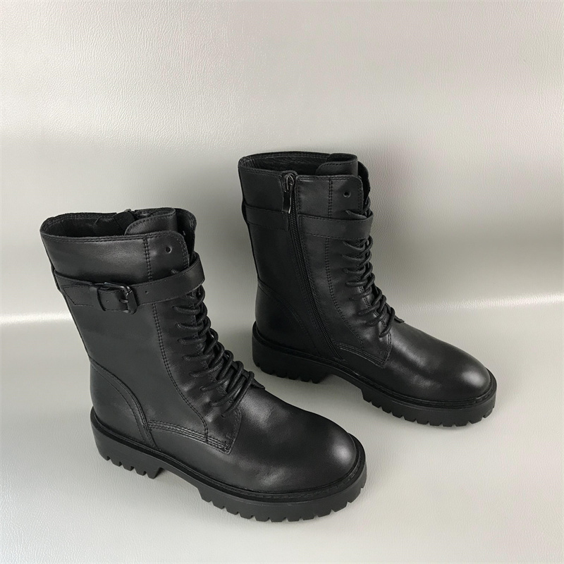 安玛莉马丁靴牛皮革女靴