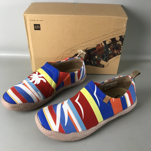 uin彩绘旅行鞋托莱多1艺术涂鸦拼色旅游鞋一脚蹬男休闲鞋手工单鞋