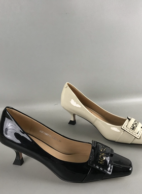 35.36码正品女鞋断码撤柜春夏文艺风浅口单鞋漆皮百搭时尚高跟鞋