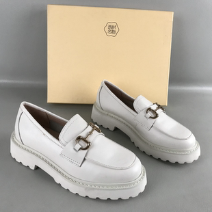 品牌西村名物女鞋断码撤柜春秋一脚蹬厚底乐福鞋真皮时尚深口单鞋