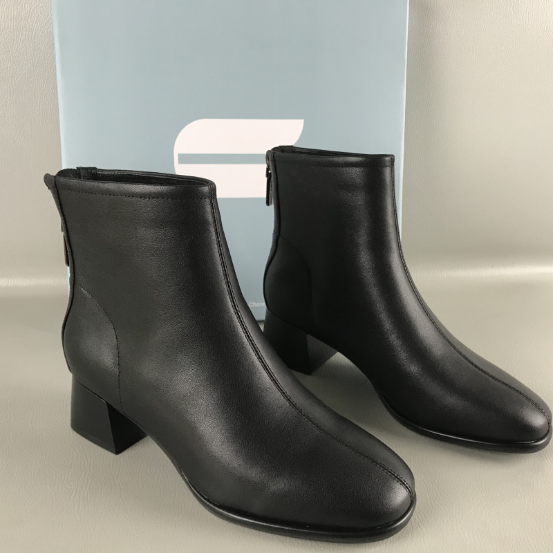 comely康莉正品女靴断码撤柜秋冬牛皮时尚高跟短靴通勤百搭时装靴