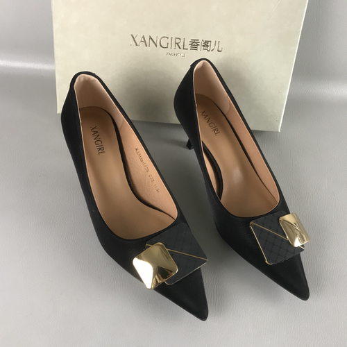 XANGIRL/香阁儿正品女鞋断码撤柜春夏浅口单鞋优雅百搭黑色高跟鞋