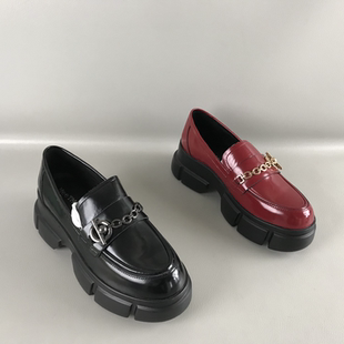 设计感真皮百搭单鞋 撤柜春夏厚底英伦风乐福鞋 断码 意大利手工女鞋