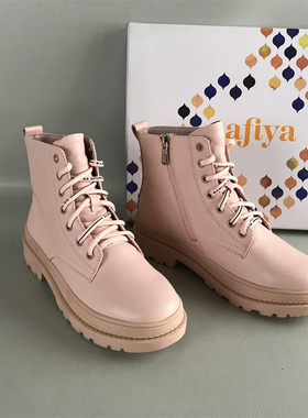 34.35码Safiya/索菲娅正品断码撤柜冬季加绒保暖马丁靴真皮女棉靴