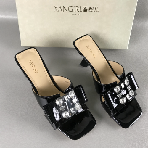 XANGIRL/香阁儿正品断码撤柜夏季法式露趾时尚水钻高跟一字拖鞋女