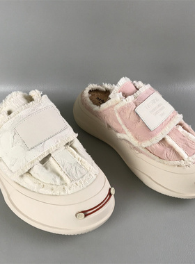 35.38码女鞋专柜断码撤柜处理春夏后空厚底魔术贴甜美外穿包头拖