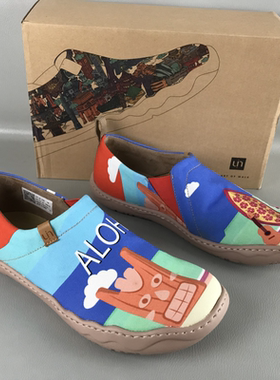 uin彩绘旅行鞋春夏托莱多1艺术涂鸦单鞋套脚平底轻便男士休闲鞋