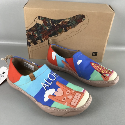 uin彩绘旅行鞋春夏托莱多1艺术涂鸦单鞋套脚平底轻便男士休闲鞋
