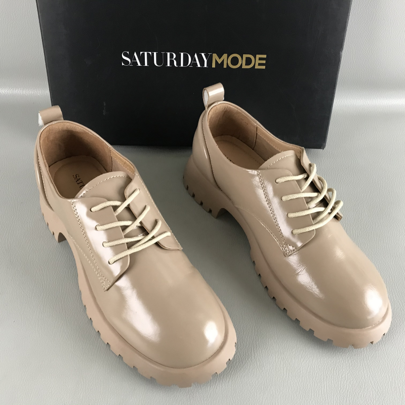 SATURDAYMODE女鞋断码撤柜春秋系带粗跟乐福鞋英伦风真皮百搭单鞋