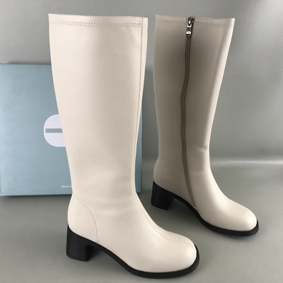 comely康莉断码撤柜捡漏女靴秋冬侧拉链白色长筒靴欧美风高跟单靴