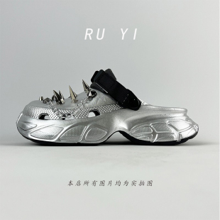 洞洞鞋男款夏季外穿2025新款高级感防滑增高5cm厚底情侣包头拖潮