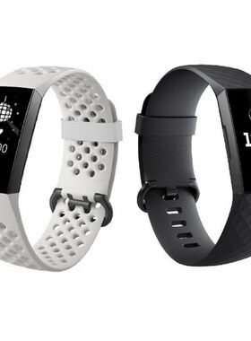 适用于fitbit charge3/charge4硅胶表带官方同款3D菱形纹运动表带
