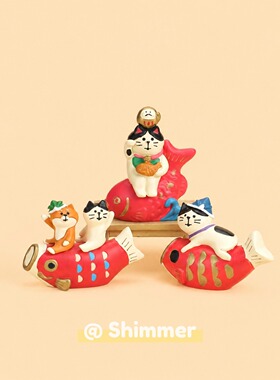 可爱小猫鲤鱼卡通桌面摆件