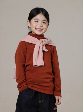 儿童高领打底衫内衣秋冬磨毛德绒男童女童纯色发热保暖秋衣上衣