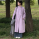 高级感学院风双排扣紫色毛呢外套女秋冬装 韩版 小个子系带收腰大衣