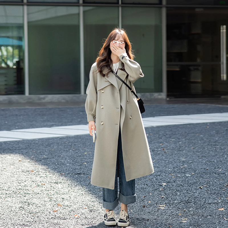 风衣式双排扣今年流行毛呢外套