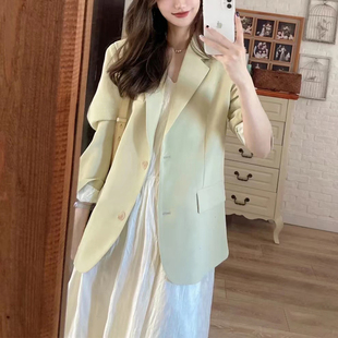 韩版 清仓款 新款 外套女早春秋装 宽松休闲西服 高级感绿色小个子西装