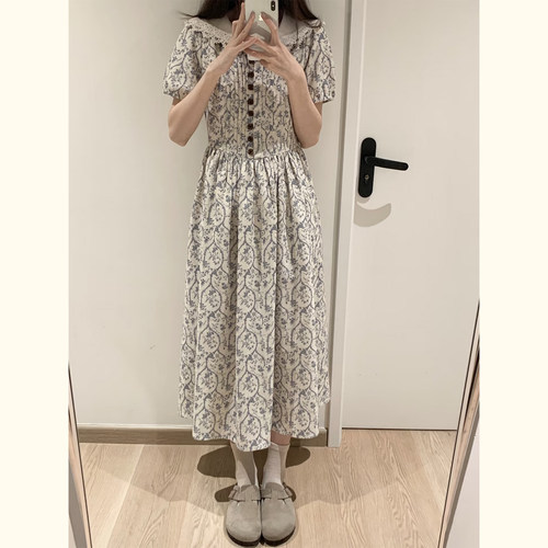 法式复古碎花收腰显瘦连衣裙