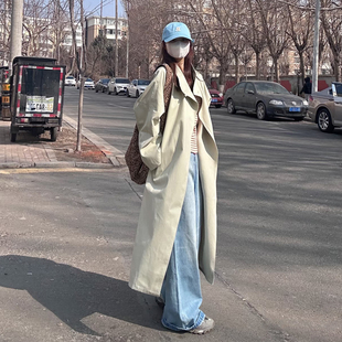 时尚 中长款 系带收腰小个子大衣 新款 高级感立领风衣外套女春秋季