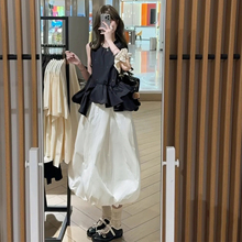 无袖背心上衣花苞裙两件套女夏季新款高腰显瘦小个子半身裙套装