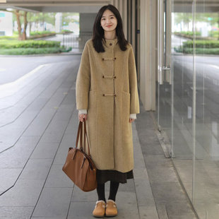 清仓~立领小个子毛呢外套女2024新款冬季高级宽松中长款呢子大衣