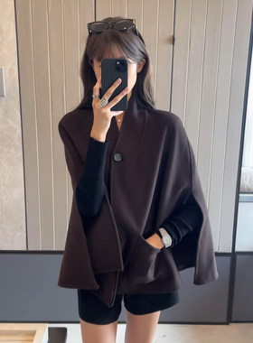老钱风双面毛呢斗篷外套女秋冬