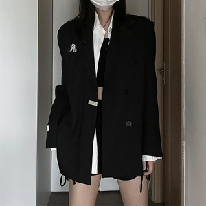 黑色西装外套女宽松显瘦休闲西服