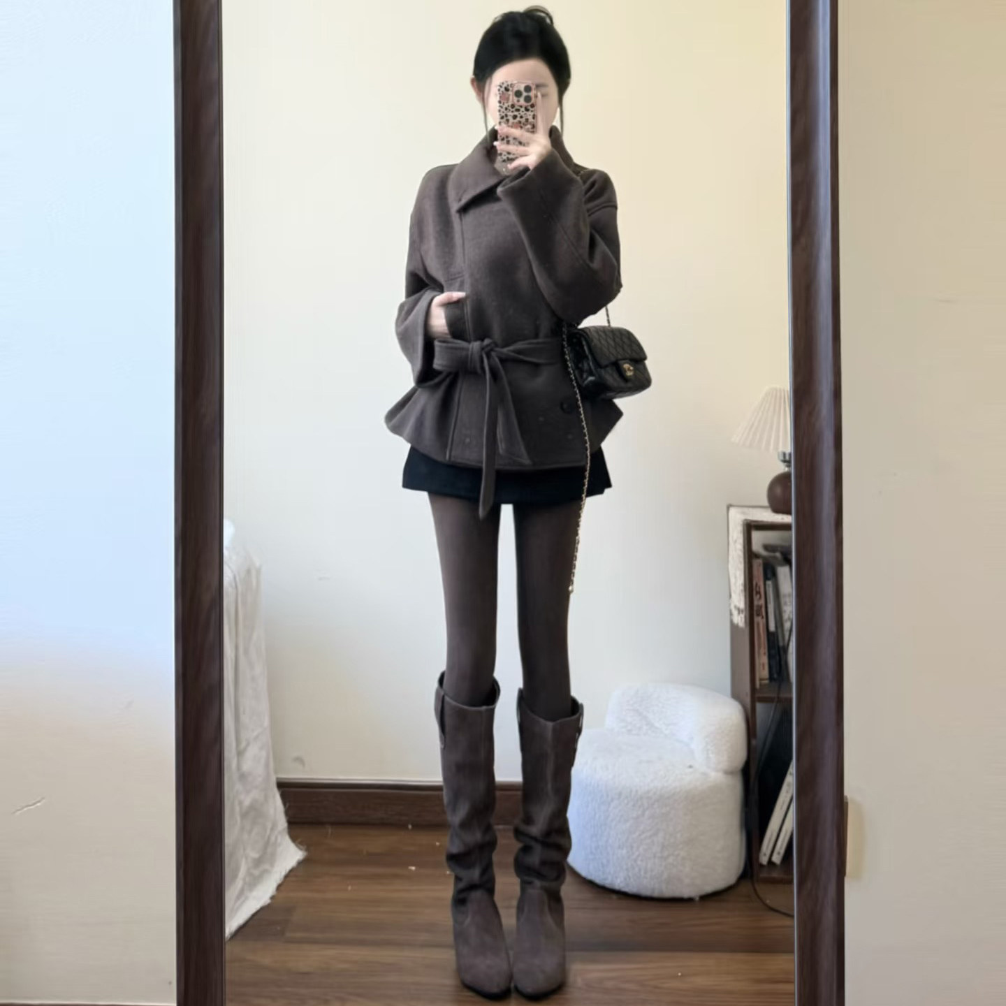 复古风双排扣翻领毛呢外套女小个子收腰系带大衣高级感小众洋气,女装/女士精品,毛呢外套,淘宝优惠券,粉丝福利购,淘宝优惠卷