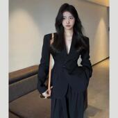 高级感黑色西装 外套女2025春秋新款 气质通勤小个子收腰显瘦西服