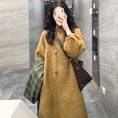 包扣毛呢外套女小个子中长款 秋冬季 新款 立领通勤风赫本风呢子大衣