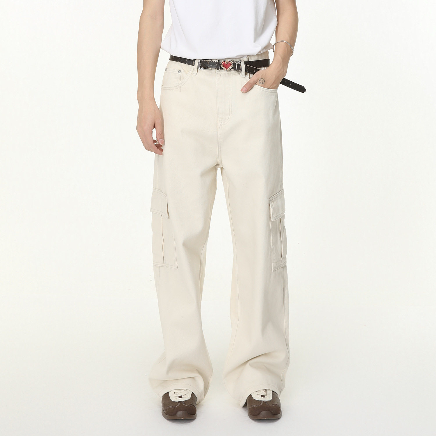 MTLCLOTHES男装|韩版工装多口袋纯色直筒水洗牛仔裤高街休闲宽松,男装,牛仔裤,淘宝优惠券,粉丝福利购,淘宝优惠卷